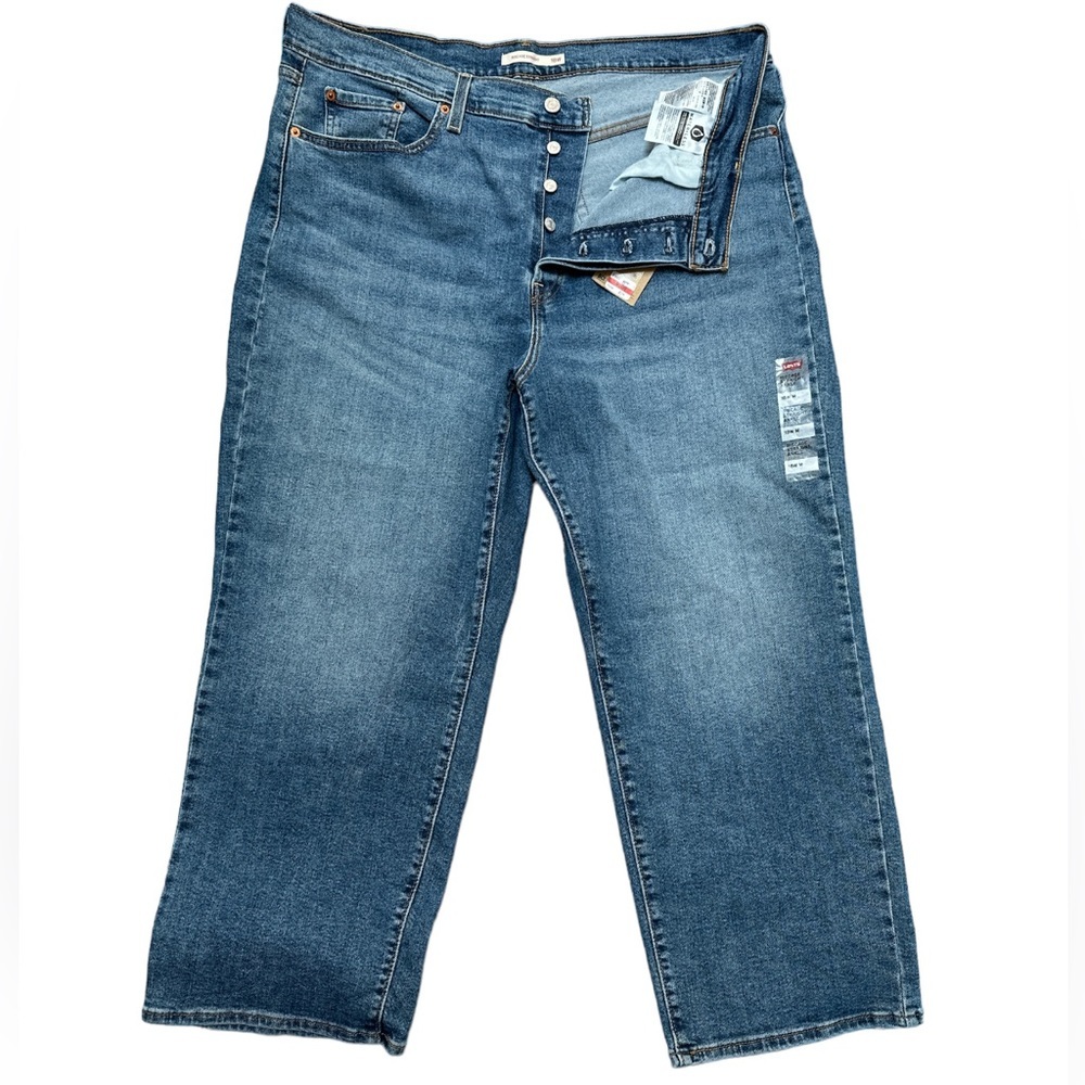 Levi’s "RIBCAGE Straight" Ankle Length Classic Button Fly Blue Denim Jeans 18 W